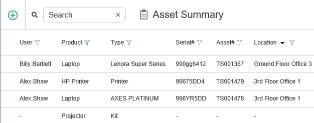 asset summary page