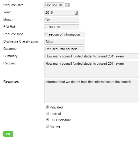 disclosure log entry