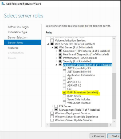 isapi extensions selector