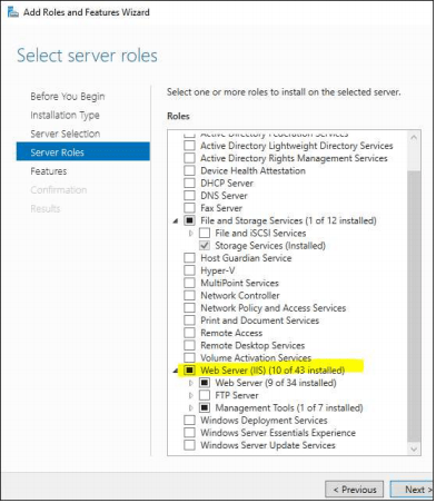 webserver iis selector