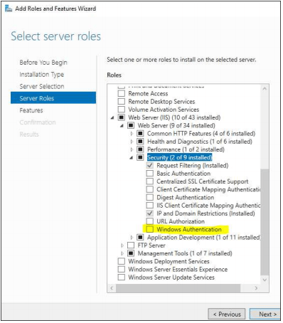 windows authentication selector