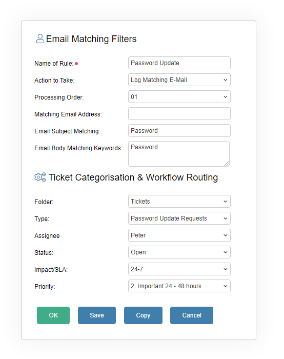 Email Matching Filter Form
