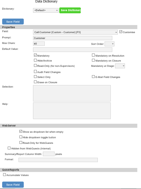 data dictionary form